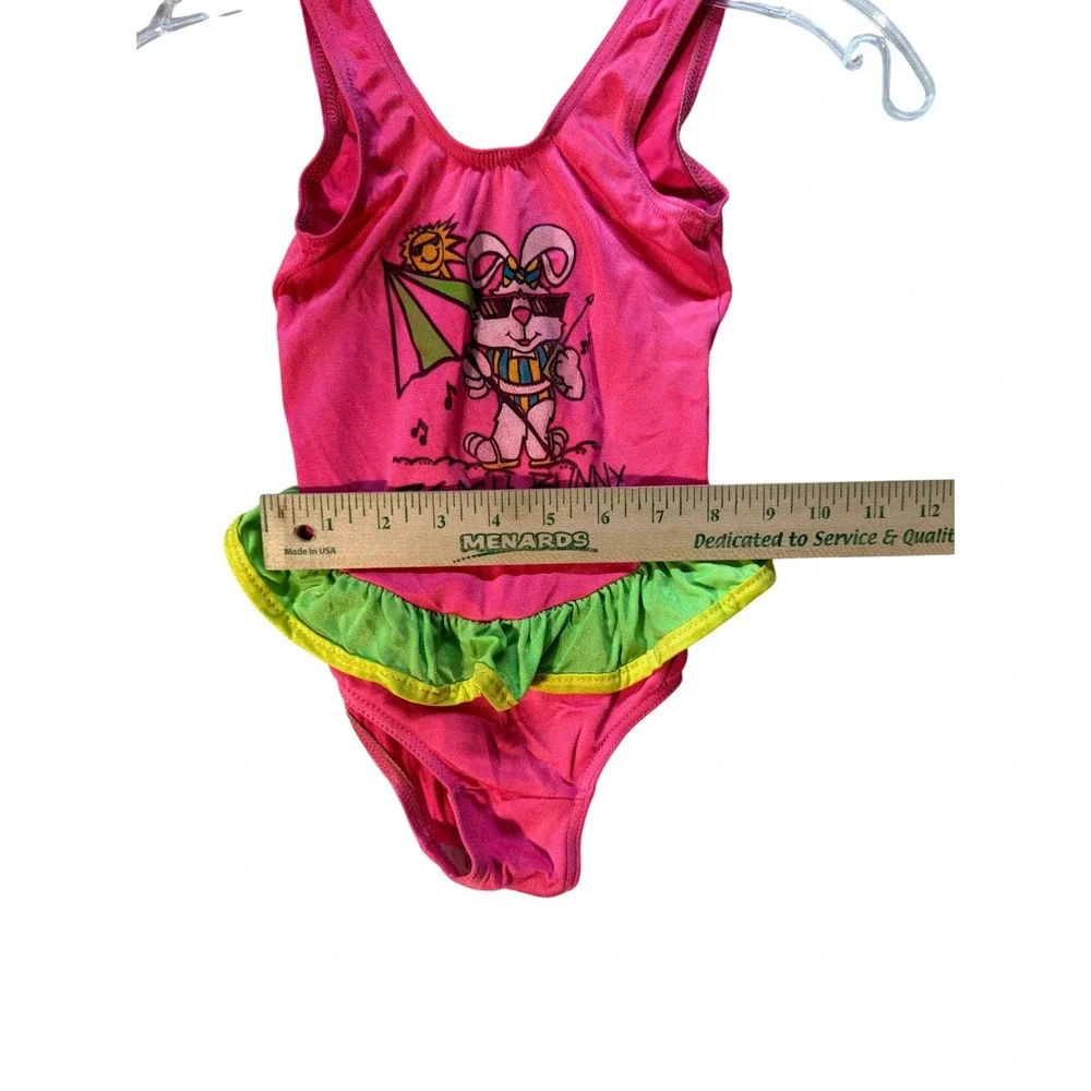 Vintage Y2K‎ Beach Bunny Pink Ruffle One Piece Swimsuit Kids Size Large 6-6X